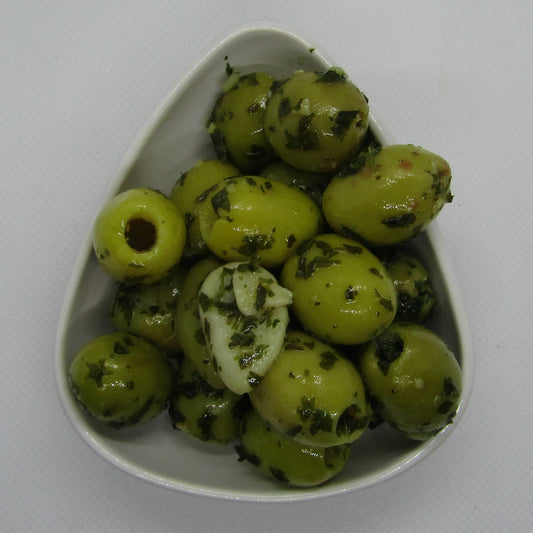 Groene Knoflook olijven